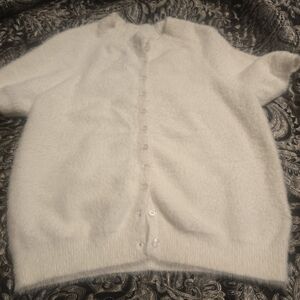 Anthropologie Cream Button-Up Sweater